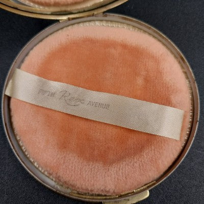 Zell 5th Ave Rotary Club Compact Mirror Powder Puff Floral & Guilloché Enamel