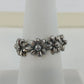 3 Pc Ring Lot Blue Rhinestone Adjustable Silver Tone Flower Chain Link Size 7