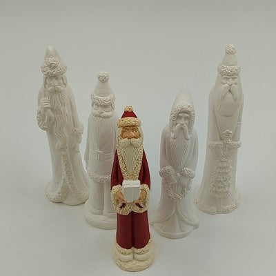 5 Ceramic Bisque Ornament Statue Figurines Thin Silhouette 6.5" One is Painted