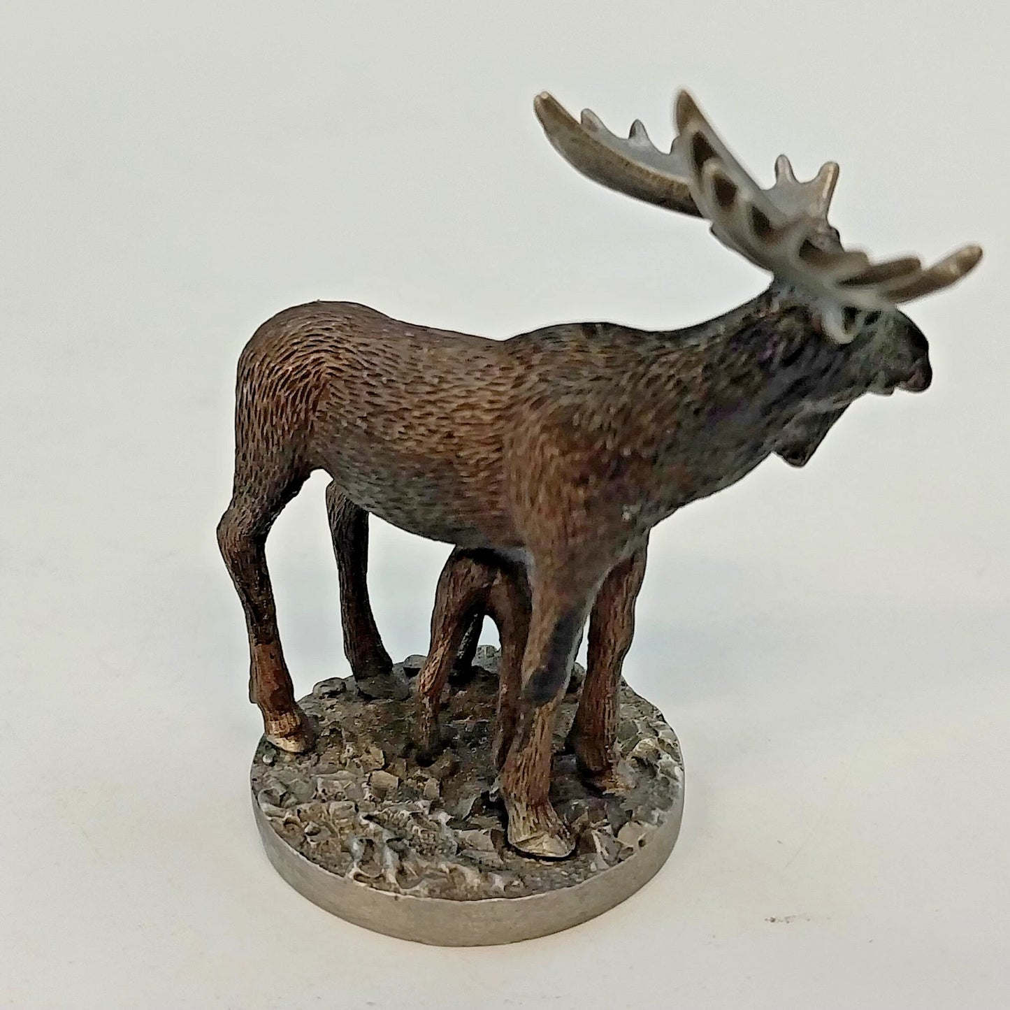 Heller Moose & Calf Pewter Statue Figurine 2" Wildlife Miniature 1983 Vintage