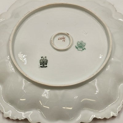MZ Austria Plate Pastel Roses Gilded Floral Scalloped Edge 10" Vintage