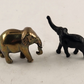 2 Metal Elephants Miniature Black & Brass Good luck Figure Statue Truck Up Down