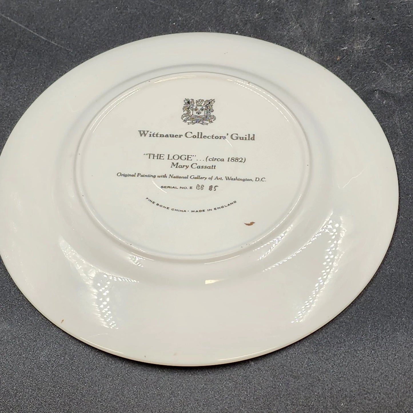 Wittnauer Collectors' Guild Plate EBB85 In the Loge by Mary Cassatt Bone China