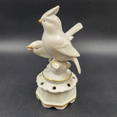 Bavaria White Porcelain Two Birds on Branch Figure by Gerold Co Tettau Gold Trim