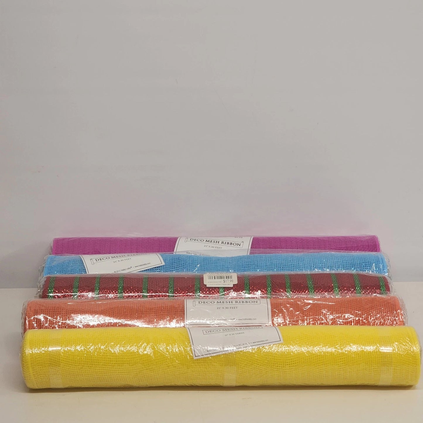 Deco Mesh Ribbon 21 Inch x 30 ft Rolls Set of 5