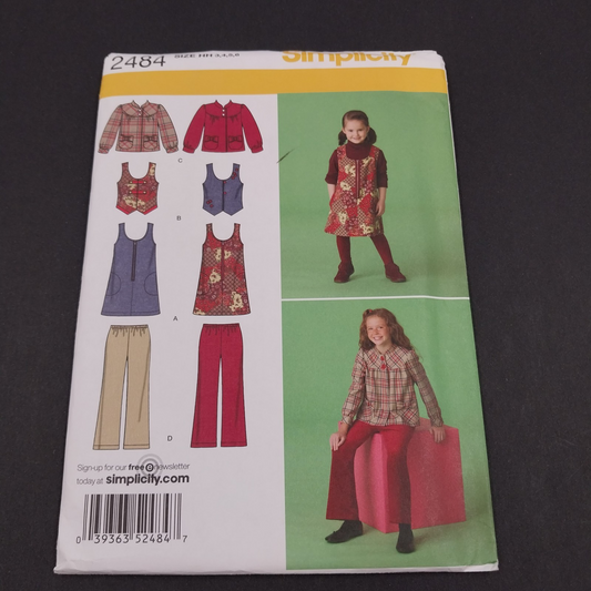Simplicity 2484 Sewing Pattern UNCUT 2009 Child Jumper Cropped Pant Size HH 3-6