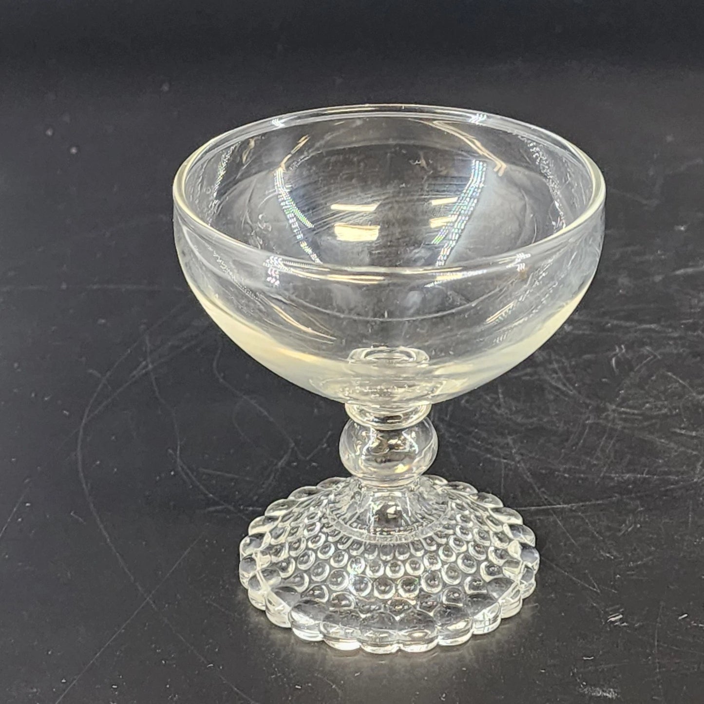 6 Anchor Hocking Bubble Foot Champagne Glasses 4" Mid Century Vintage Barware