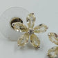 Yellow Flower Stud Earrings Pear Cut Faceted Stones Silver Tone Floral Jewelry