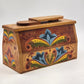 Toleware Wood Box Storage Shoe Shine Norwegian Rosemaling Hand Painted Folk Art