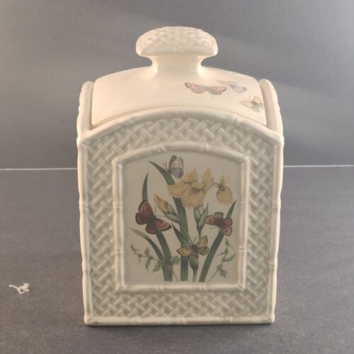 Enesco Butterfly Garden Trellis Medium Canister/Storage Container Vintage Japan