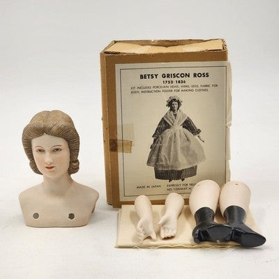 Betsy Ross Doll Kit by Yield House Includes Head Arms Legs Body Fabric & Pattern