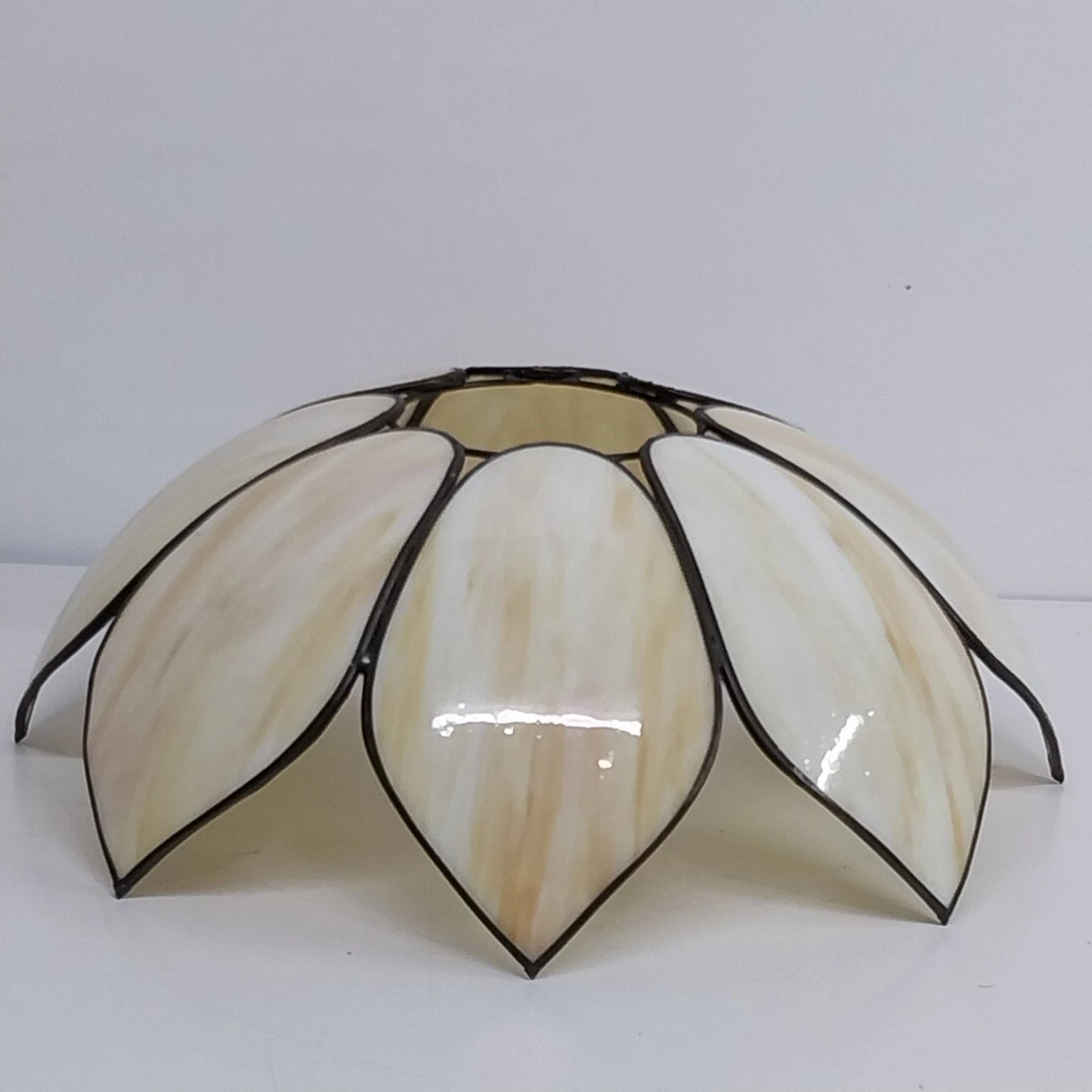 Vintage Slag Glass Tulip Pendant Lamp Shade 17 Inch Brass Fitter