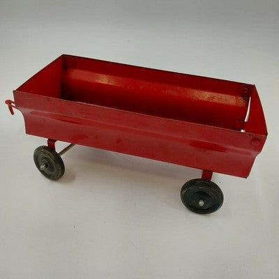 Ertl Red Farm Grain Wagon Trailer Pressed Steel 8"x4" Vintage 1:16 Tractor Toy