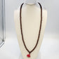 Rudraksha Seed Bead Mala Prayer Necklace Red Tassel 18.5" Meditation Jewelry