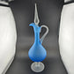 Empoli Decanter Frosted Satin Blue Twisted Clear Pointed Stopper Handle & Base