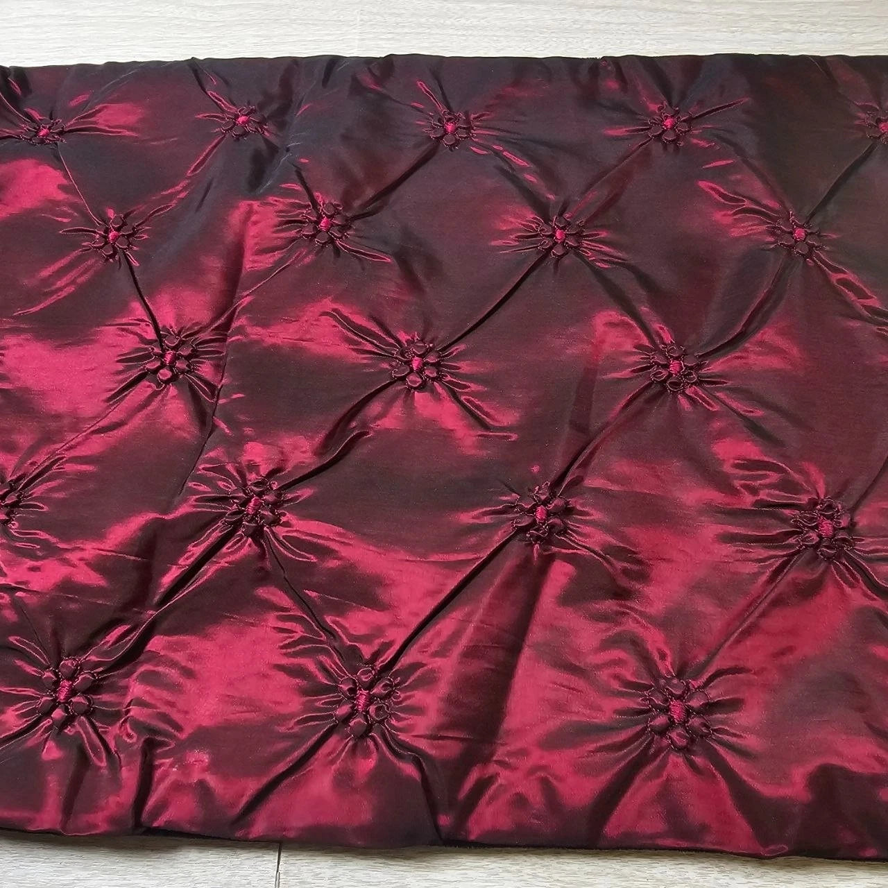 Reversible Velvet Table Runner 60" Maroon Black Diamond Quilted Luxury Holiday