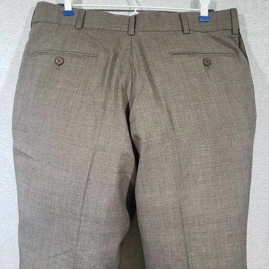 Stafford Dress Pants Slacks Men's Brown Flat Front Pockets Classic Fit 34x30 EUC