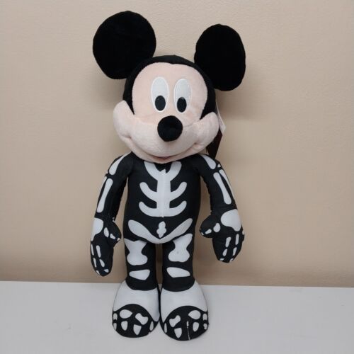 Gemmy Disney Plush Mickey Mouse Skeleton Halloween Porch Greeter NWT 22' Tall