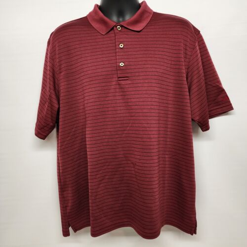 Grand Slam Golf Polo Shirt XL Short Sleeves Maroon with Black Stripes Vintage