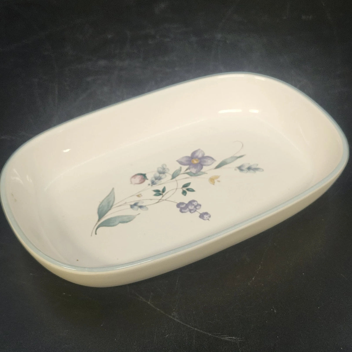 Pfaltzgraff April Casserole Dish 7" Rectangular Baker Floral Stoneware USA Vtg