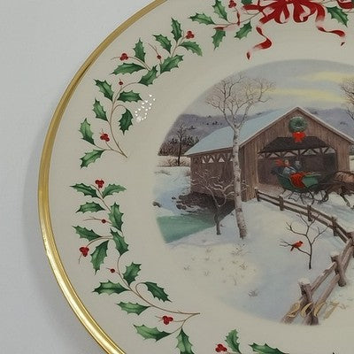 Lenox 2007 Annual Collector Christmas Plate 17th Series Numbered Covered Bridge