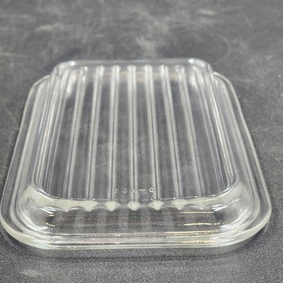 Pyrex 502-C Ribbed Lid Cover Clear Rectangle Glass Refrigerator Dish 6.8"x4.25"