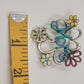 Silver Tone MOM Brooch Multicolor Enamel Flowers with Rhinestones 1.5" x 1.5"