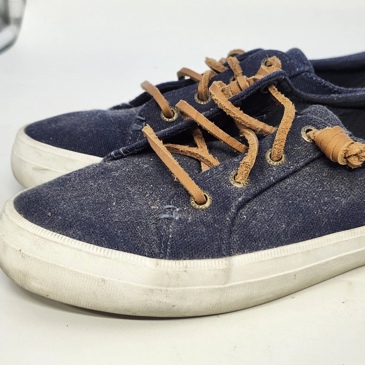 Sperry Crest Vibe Top Sider Navy Blue Canvas Sneakers Women's 7.5 Memory Foam