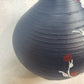 Vintage Blue Pottery Table Lamp Hand Painted Floral Electric Light