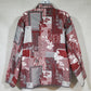 Bon Worth Blazer Tapestry Weave Block Print Redish Jacket Women's Large Unlined
