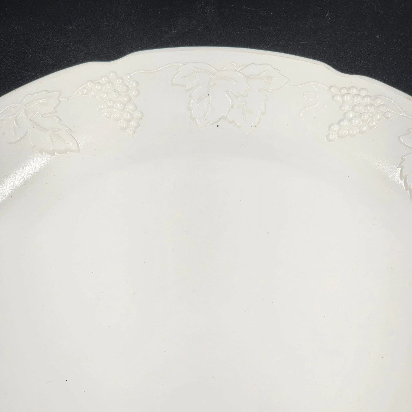 Indiana Milk Glass Platter 14" Round Harvest Grape Scalloped Torte Plate Vintage