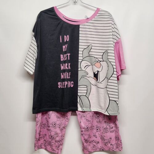 Disney Thumper Rabbit Bambi PJ Pajama Set Adult Women Capri + Tee NWT Sz 16 XL