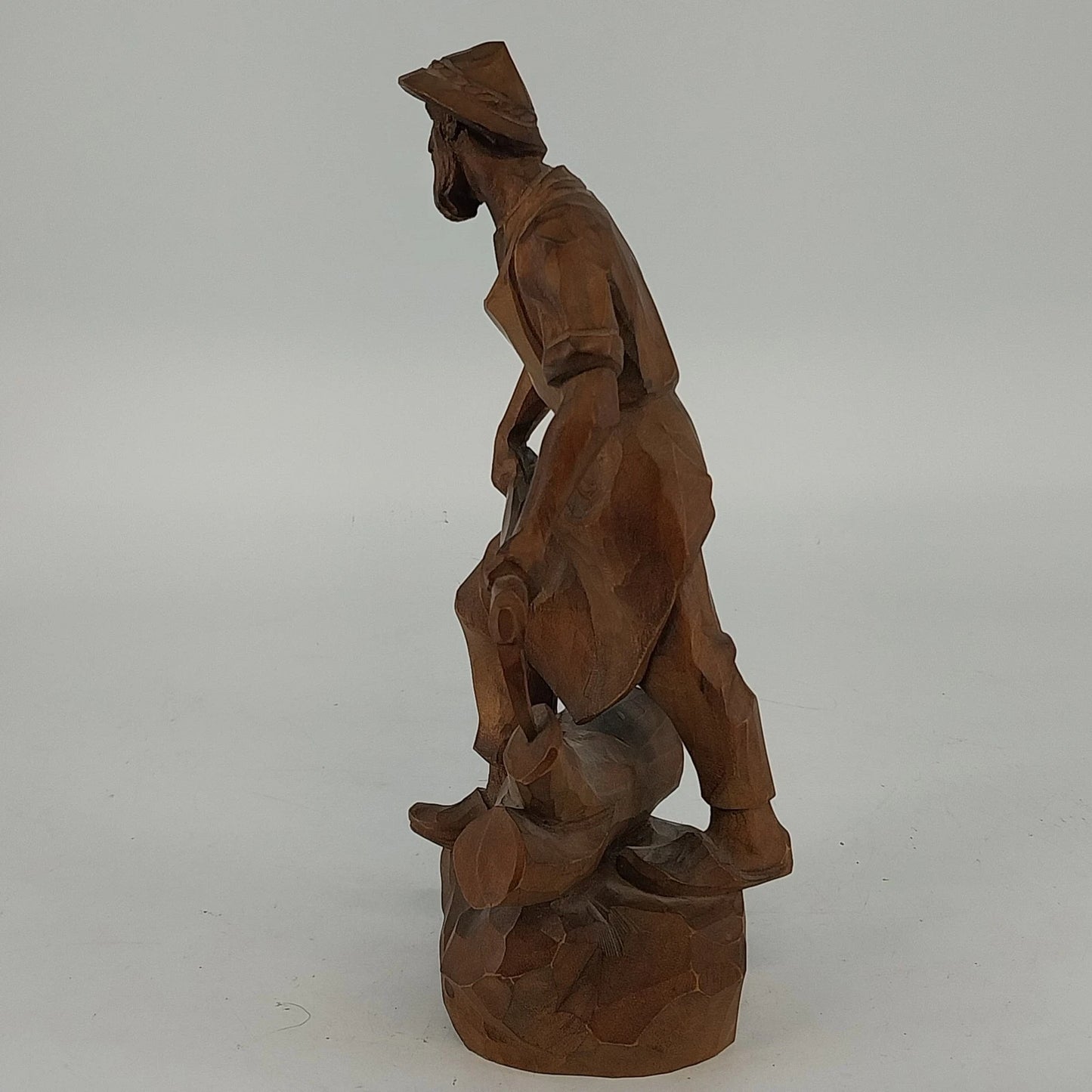 Hand Carved Natural Wood Man Woodcutter Lumberjack Figure 9" Folk Art Sculpture