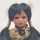 Native American Porcelain Doll Indigenous Girl Kneeling Traditional Dress 12"
