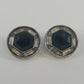 Vintage Black Onyx Octagon Clip On Earrings Art Deco Rhinestone