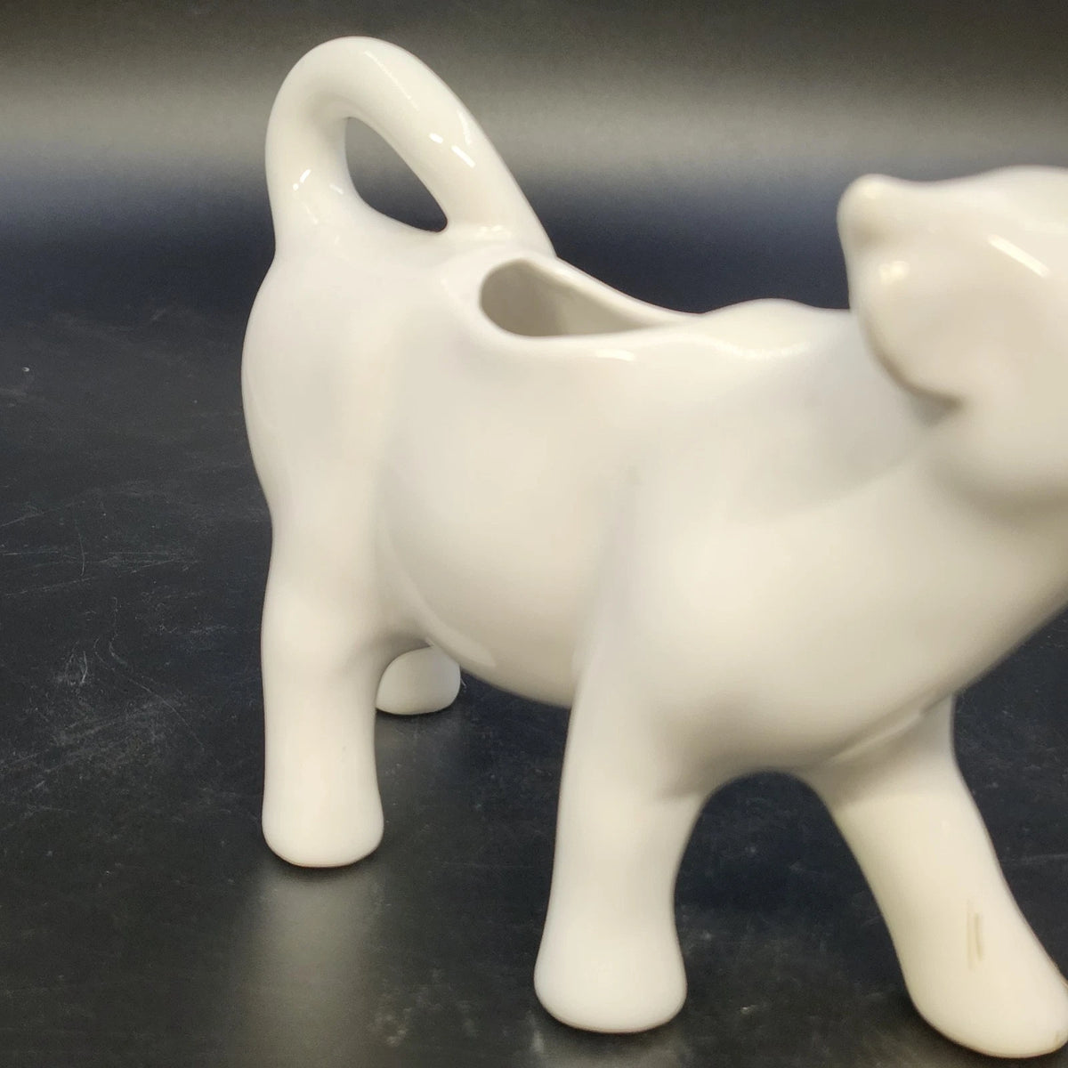 Apilco White Porcelain Cow Creamer Pitcher Figural Milk Pourer Farmhouse 6.5"