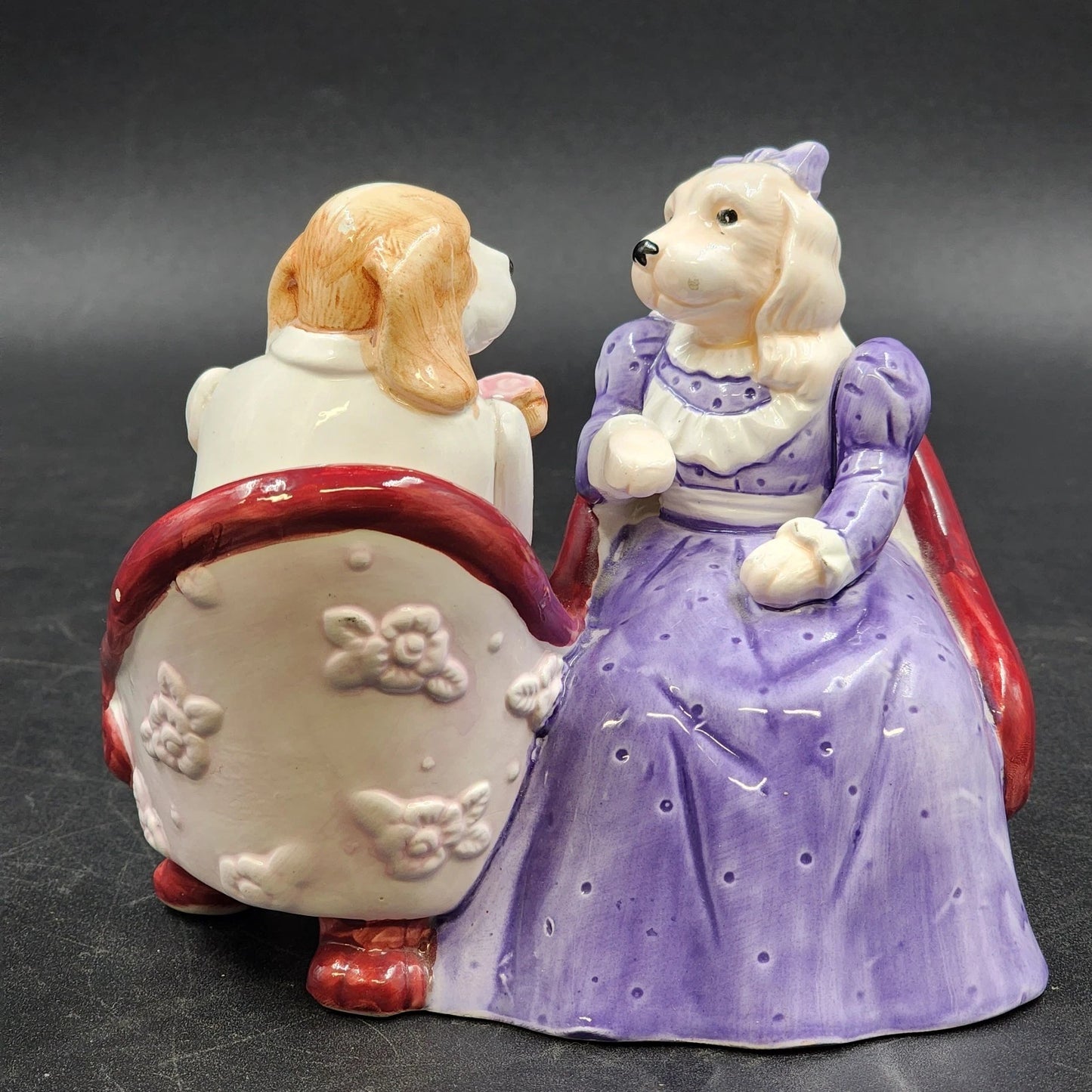 Applause Music Box Dogs Victorian Love Seat Plays My Funny Valentine Formal Vtg