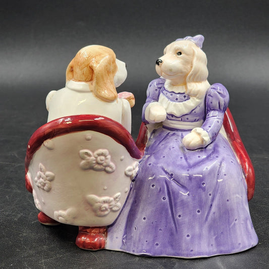 Applause Music Box Dogs Victorian Love Seat Plays My Funny Valentine Formal Vtg