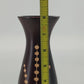 Turned Wood Vase Inset Botanical Floral Pattern Dark Brown 8" Vintage