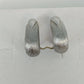 Silver Tone Half Hoop Clip On Earrings Textured Brushed Teardrop Vintage