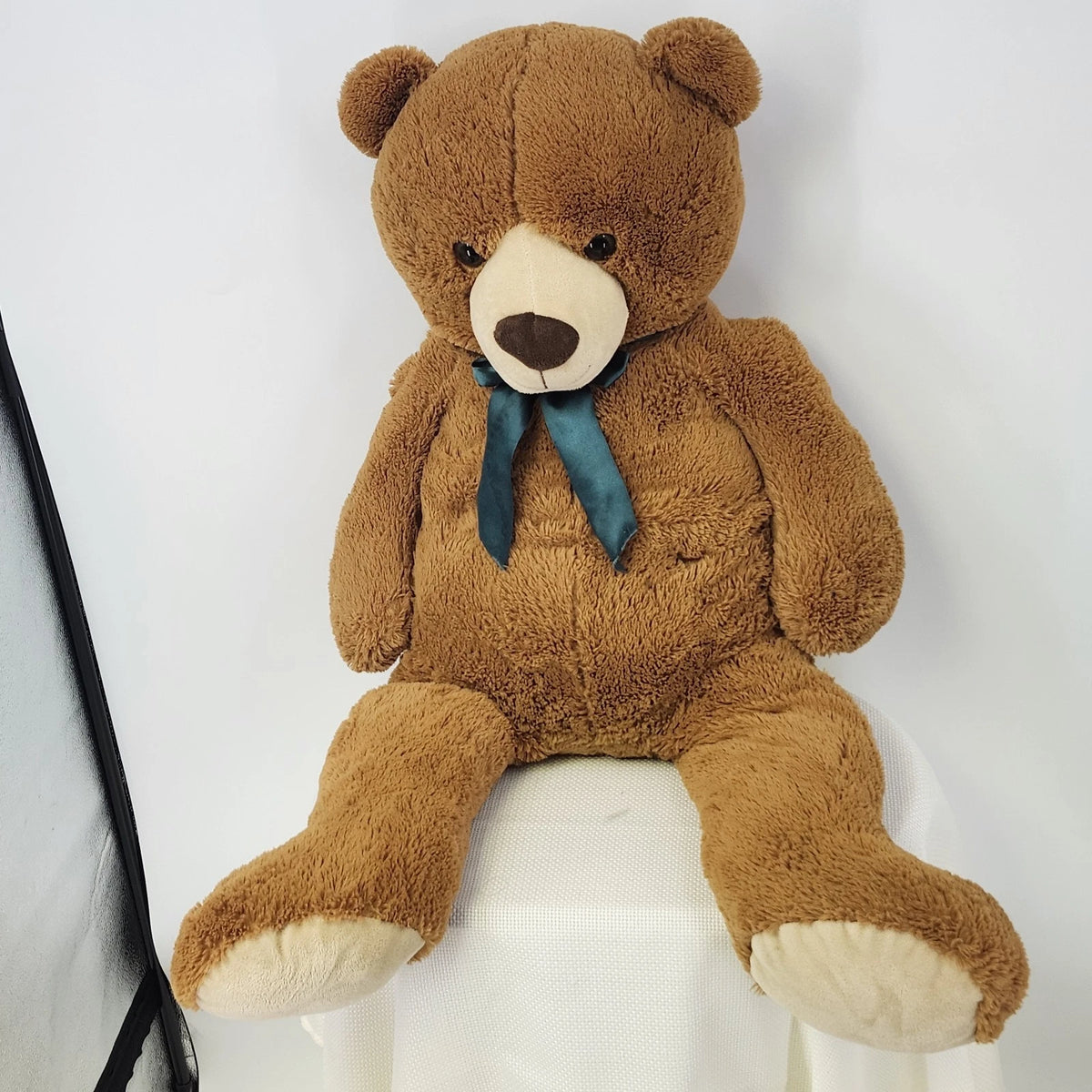 Toys R Us Jumbo Teddy Bear 43" Golden Brown Plush Green Satin Bow 2015 Polyester