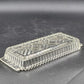 Clear Glass Relish Tray Dish X Pattern Ribbed Sawtooth Edges Handles 10" Serving