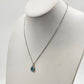 Silver Tone Chain w White Gold Plated Austrian Blue Teardrop Stone Necklace 10"