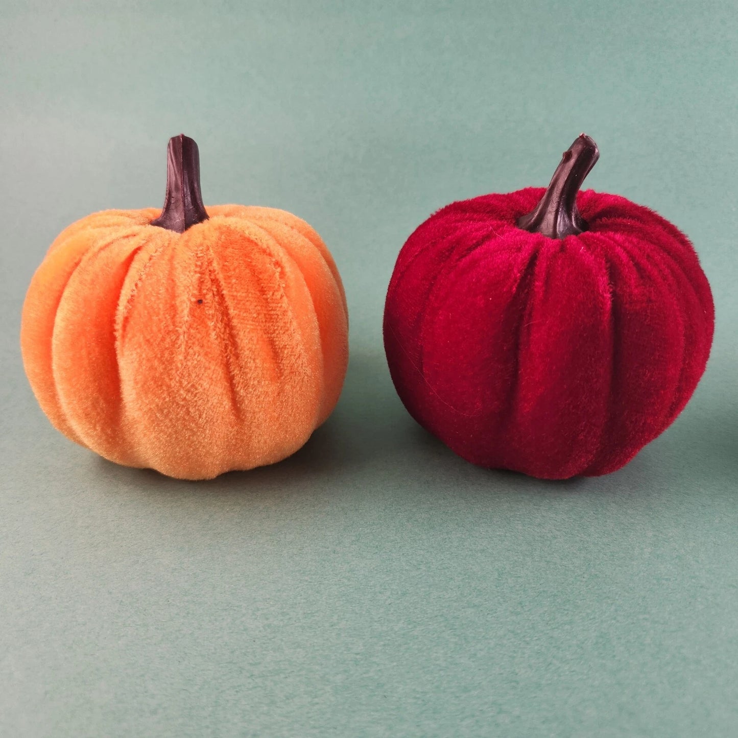 Set of 12 Velvet Pumpkins Fall Decor Purple Black Orange White Red Various Sizes
