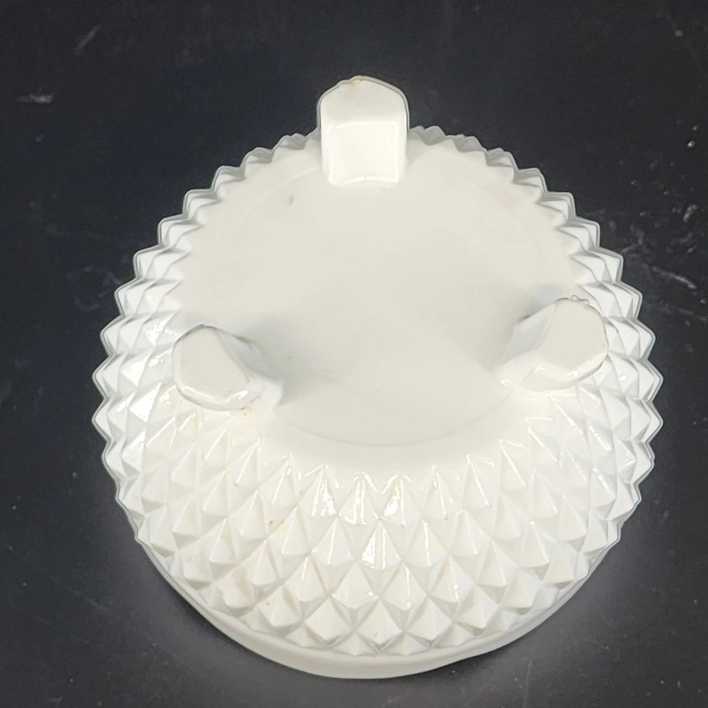 Vintage Indiana Milk Glass Diamond Point Candy Dish Footed Bowl