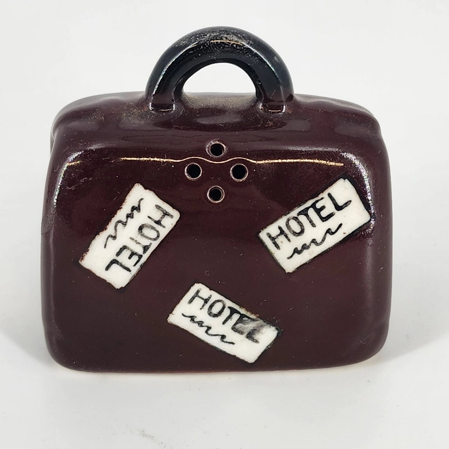 Travel Luggage Suitcase Salt & Pepper Shakers Kitchen Decor Ceramic Japan MCM