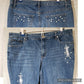 Christopher Banks Distressed Denim Jeans Size 14 Blue Stretch Embellished Women