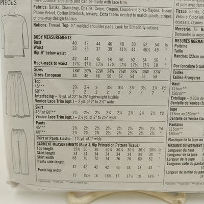 Simplicity 7741 Vtg Sewing Pattern Uncut Misses Top Midi Skirt Size 26W-32W 1997