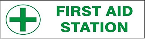 FIRST AID STATION Decal 2.25" x 9" Safety Sign Vinyl Adhesive Press On Pressure Sensitive PD-2606