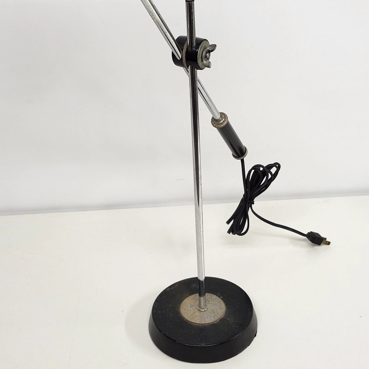 Robert Sonneman Orbiter Eyeball Desk Lamp Black Chrome Articulating '50s USA 22"